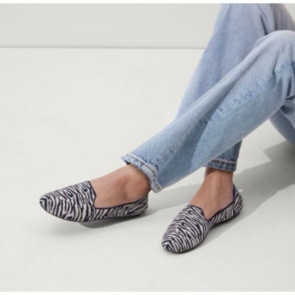 Rothy Zebra Print The Loafer Slip On Flats, Size 9 RETIRED